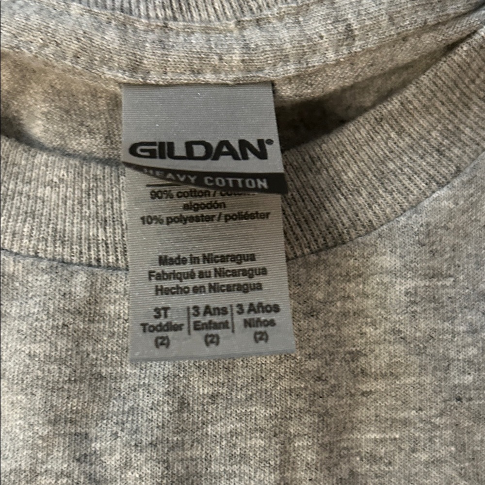 Gildan Gray T-Shirt with Blue Text - Picture 2 of 2